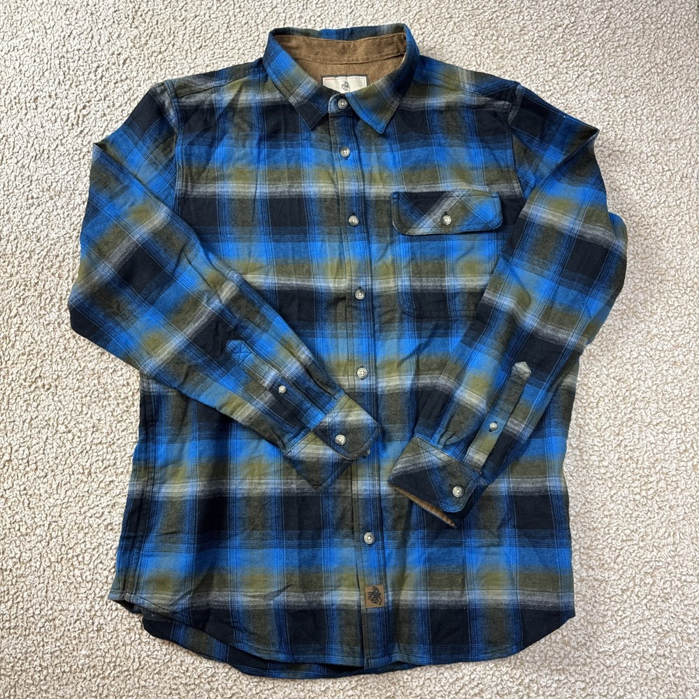 Legendary Whitetails Blue Black Long Sleeve Collared Flannel Shirt Men's Size L